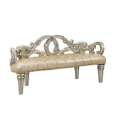 Danae Champagne Synthetic Leather & Gold Finish Bench