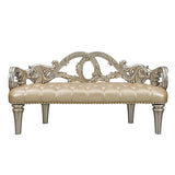 Danae Champagne Synthetic Leather & Gold Finish Bench