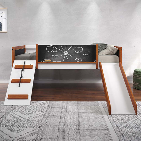 Aurea Cherry Oak & White Finish Twin Loft Bed