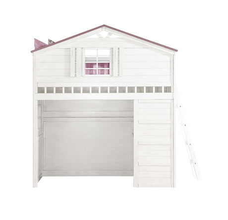 Tree Pink & White Finish House Twin Loft Bed