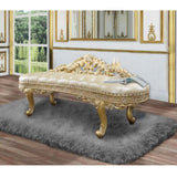 Cabriole Light Gold Synthetic Leather & Gold Finish Bench