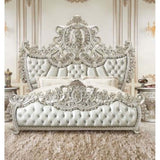 Sandoval Beige Synthetic Leather & Champagne Finish Eastern King Bed