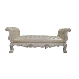 Dresden Synthetic Leather & Bone White Finish Bench