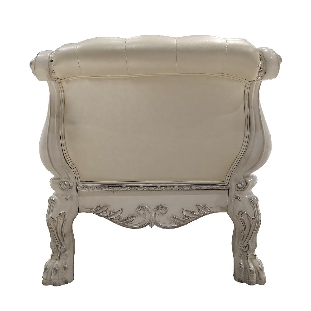 Dresden Synthetic Leather & Bone White Finish Bench
