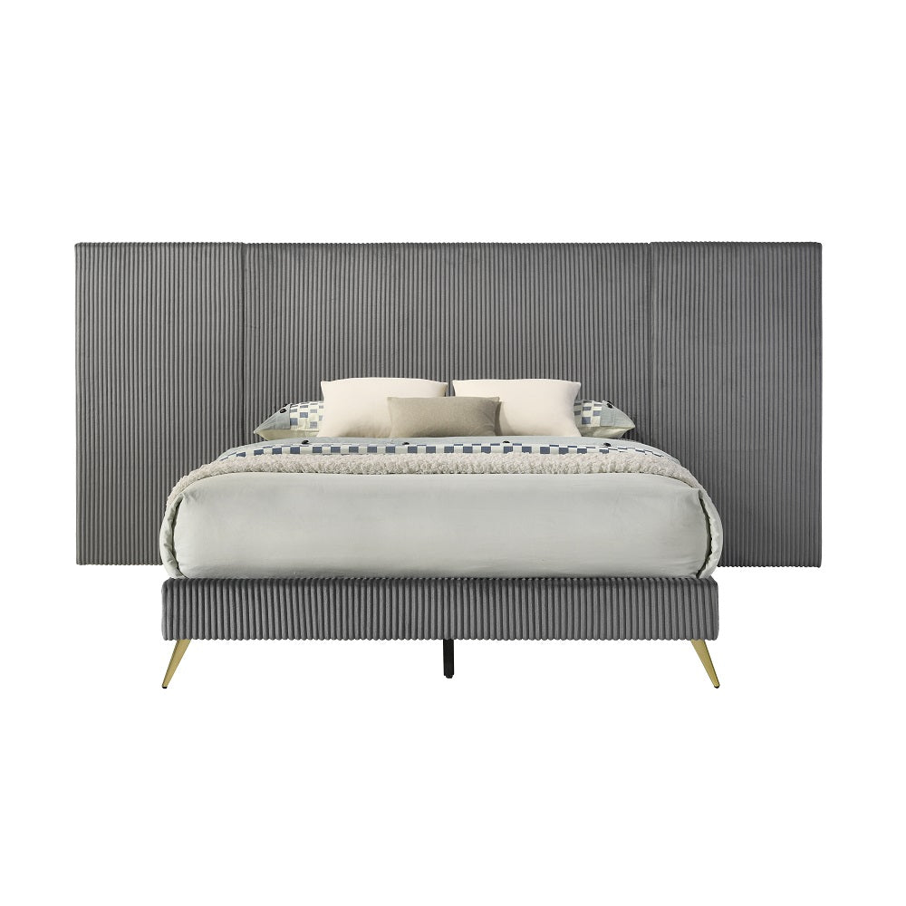 Muilee Gray Fabric Eastern King Bed