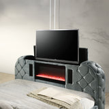 Kana Queen Bed w/LED, Fireplace & TV Stand