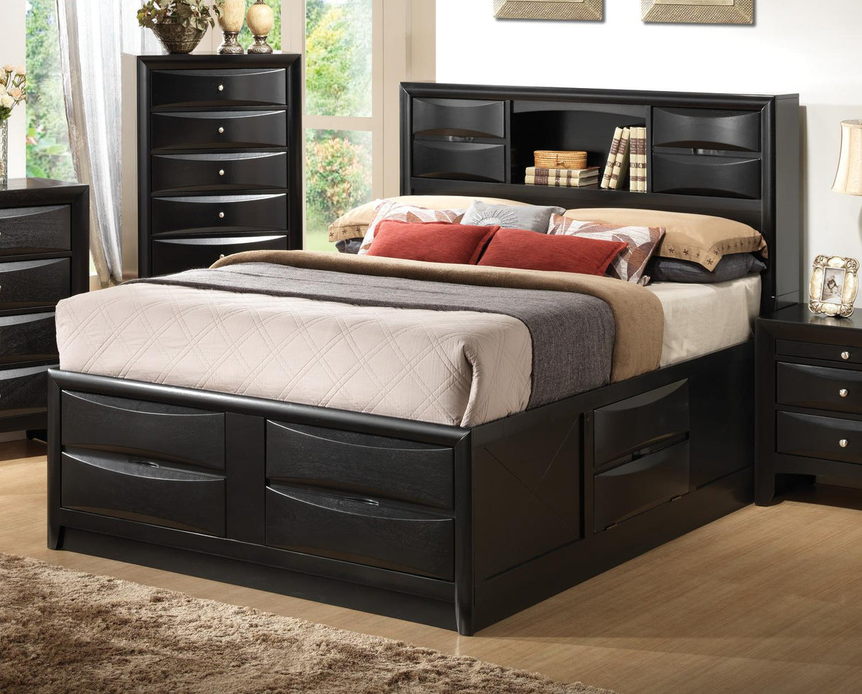 Briana Black Storage Bookcase Bedroom Set