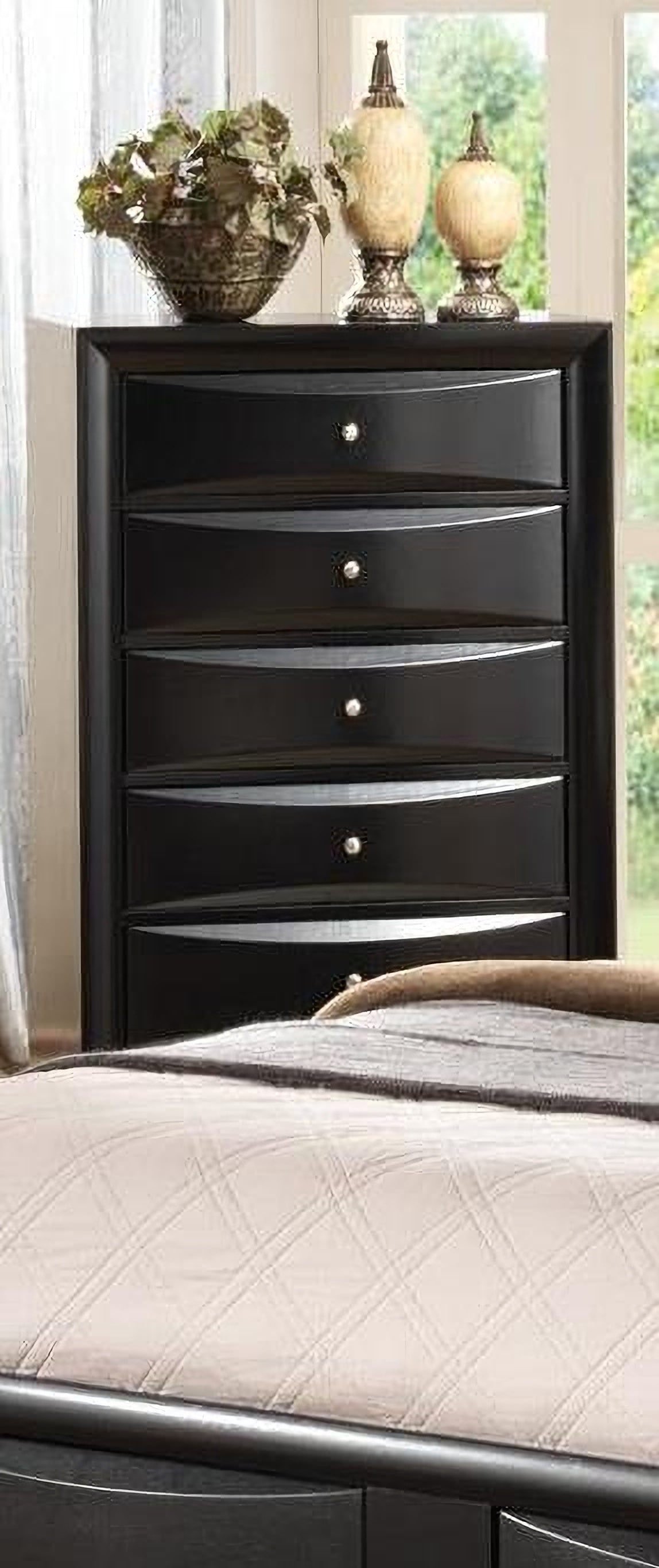 Briana Black Storage Bookcase Bedroom Set