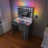 Mini Diana Vanity Desk with Hollywood Style RGB Music Mirror