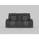 Fabian Grey Double Glider Reclining Love Seat With Center Console, Receptacles And Usb Ports