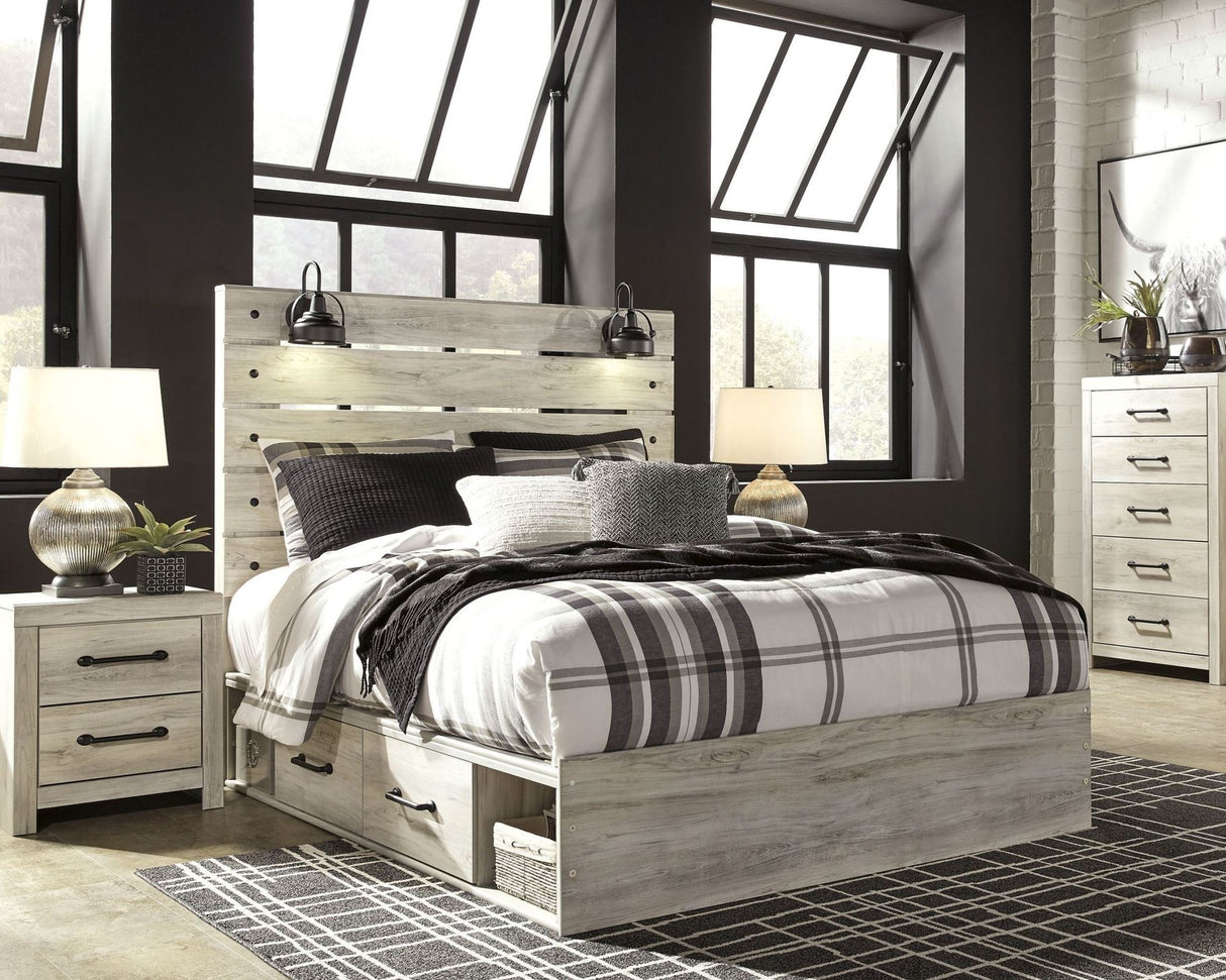 Cambeck Whitewash Panel Bedroom Set with Double Underbed Storage