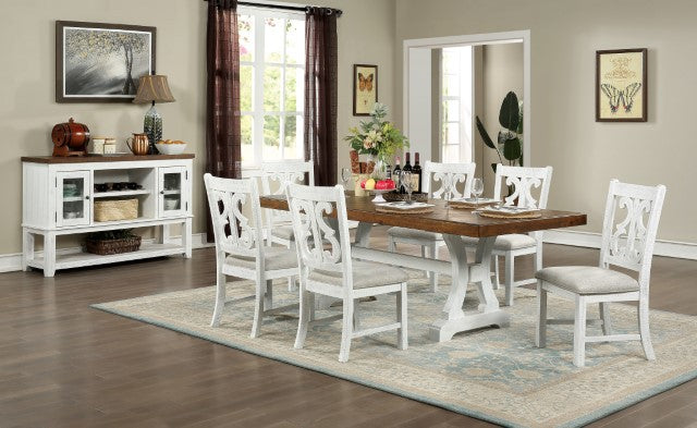 Auletta Distressed White/Distressed Dark Oak Dining Table
