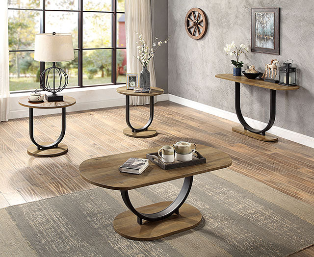 Olbia Rustic Oak/Sand Black Sofa Table