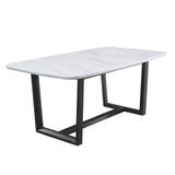 Madan Marble Top & Weathered Gray Finish Dining Table