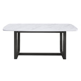 Madan Marble Top & Weathered Gray Finish Dining Table