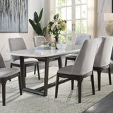 Madan Marble Top & Weathered Gray Finish Dining Table