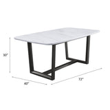 Madan Marble Top & Weathered Gray Finish Dining Table