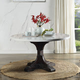 Gerardo White Marble Top & Weathered Espresso Finish Dining Table