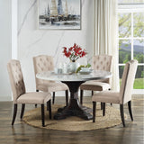 Gerardo White Marble Top & Weathered Espresso Finish Dining Table