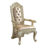 Vatican Synthetic Leather & Champagne Silver Finish Arm Chair (Set-2)