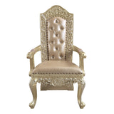 Vatican Synthetic Leather & Champagne Silver Finish Arm Chair (Set-2)