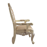 Vatican Synthetic Leather & Champagne Silver Finish Arm Chair (Set-2)