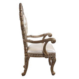 Constantine Synthetic Leather , Brown & Gold Finish Arm Chair (Set-2)
