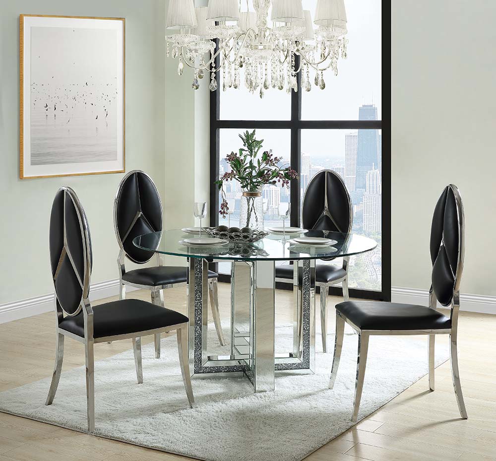 Noralie Mirrored & Faux Diamonds Dining Table