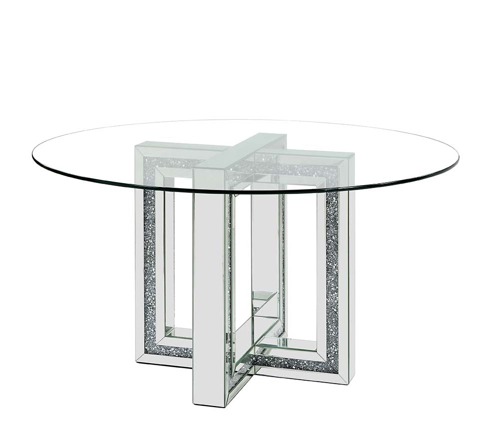 Noralie Mirrored & Faux Diamonds Dining Table