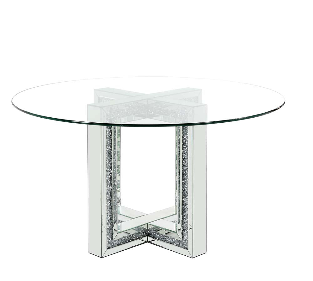 Noralie Mirrored & Faux Diamonds Dining Table