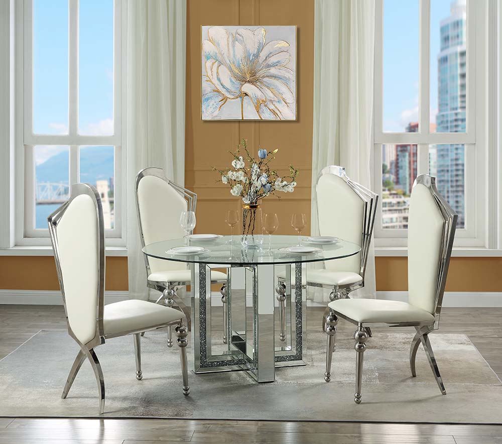 Noralie Mirrored & Faux Diamonds Dining Table