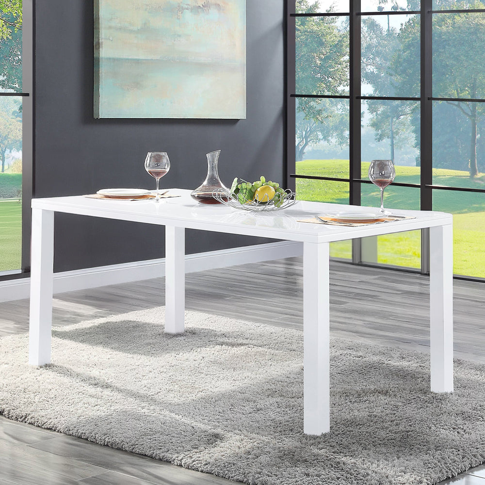 Pagan White High Gloss Finish Dining Table