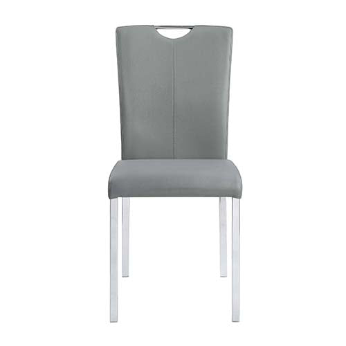 Pagan Gray Synthetic Leather & Chrome Finish Side Chair (Set-2)