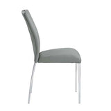 Pagan Gray Synthetic Leather & Chrome Finish Side Chair (Set-2)