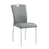 Pagan Gray Synthetic Leather & Chrome Finish Side Chair (Set-2)