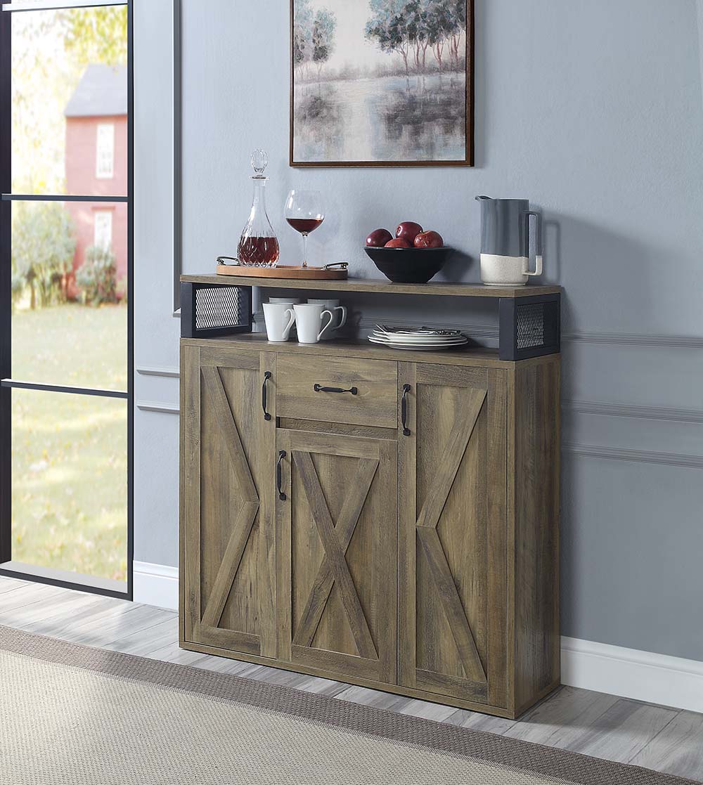Abiram Rustic Oak Finish Server