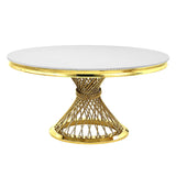 Fallon Engineered Stone, Top & Mirrored Gold Finish Dining Table