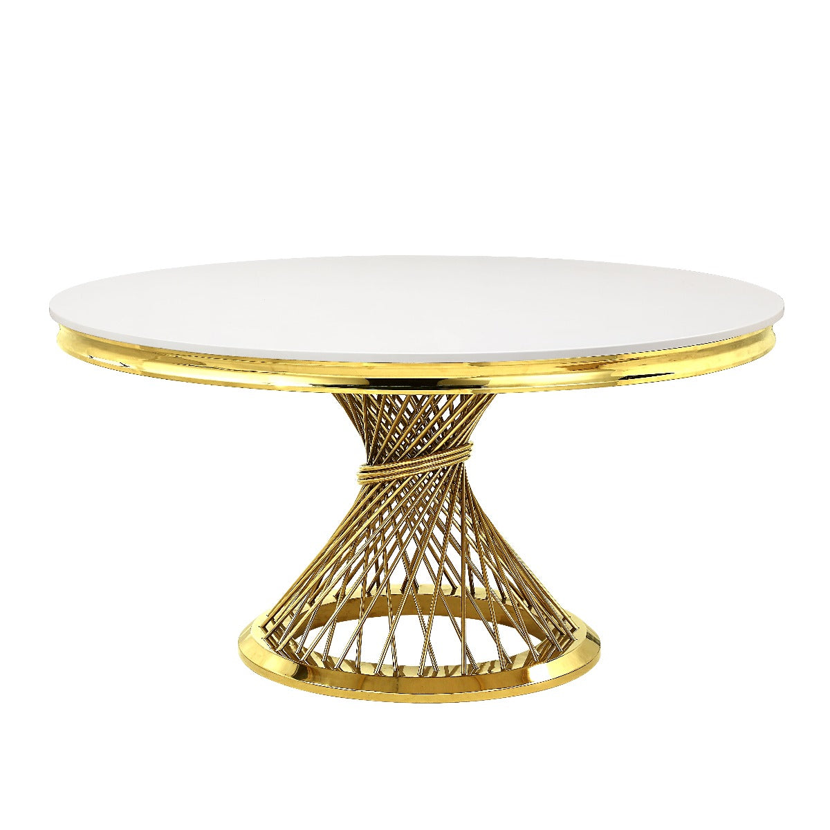 Fallon Engineered Stone, Top & Mirrored Gold Finish Dining Table