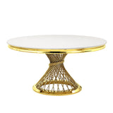 Fallon Engineered Stone, Top & Mirrored Gold Finish Dining Table