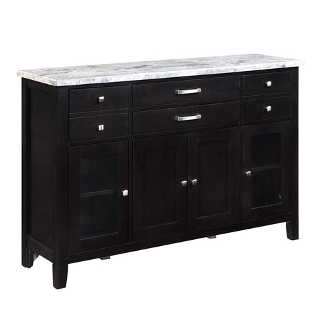 Hussein Natural Marble Top & Black Finish Server