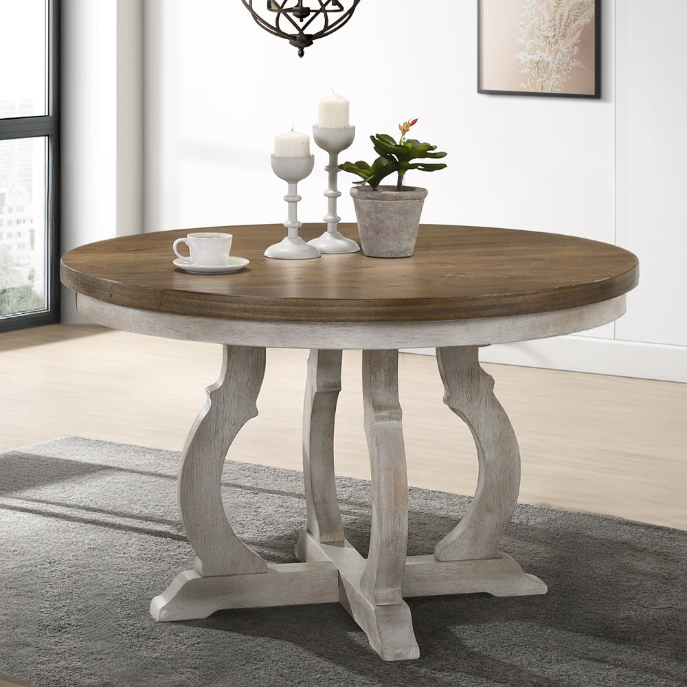 Cillin Walnut & Antique White Finish Dining Table