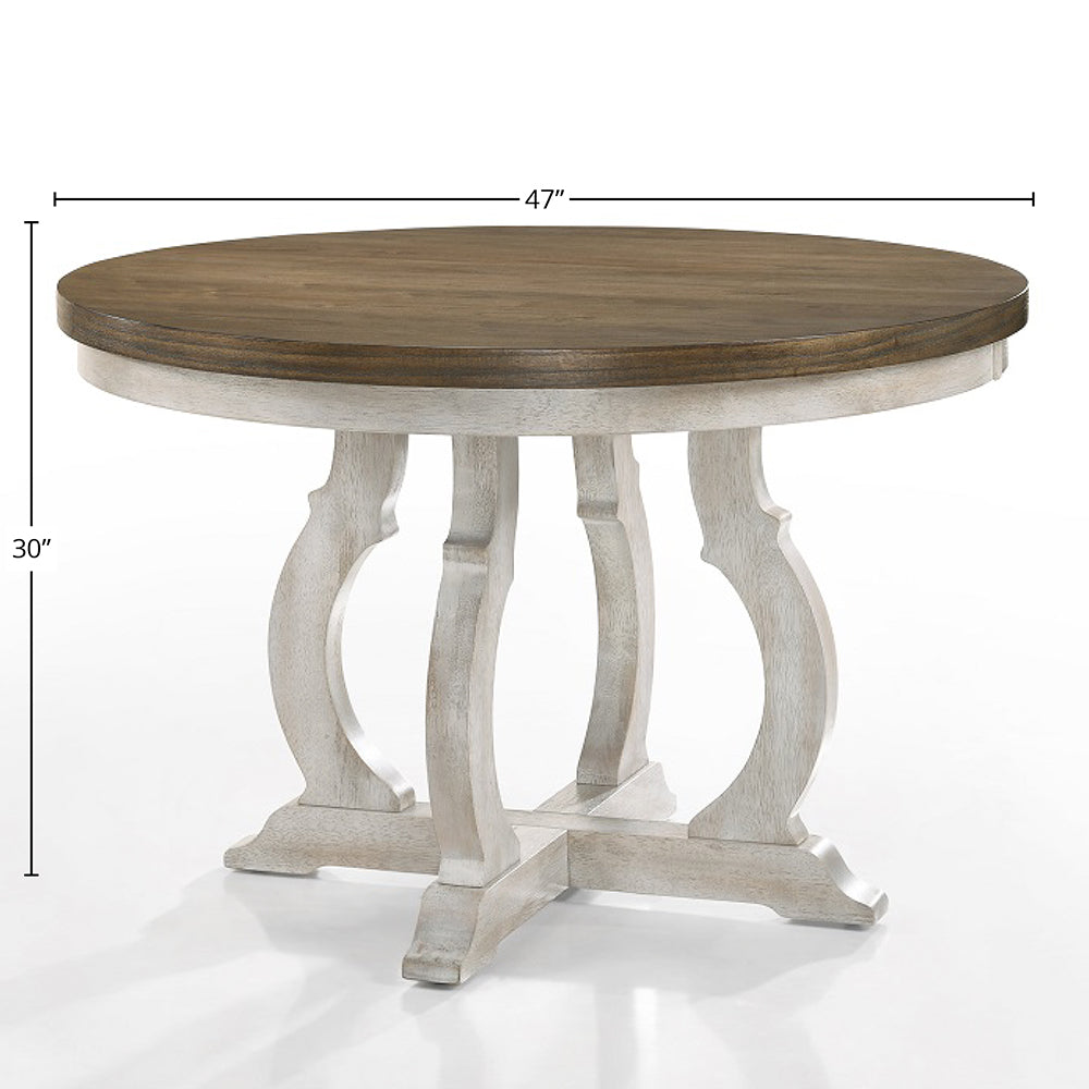 Cillin Walnut & Antique White Finish Dining Table