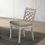 Cillin Fabric, Walnut & Antique White Finish Side Chair (Set-2)