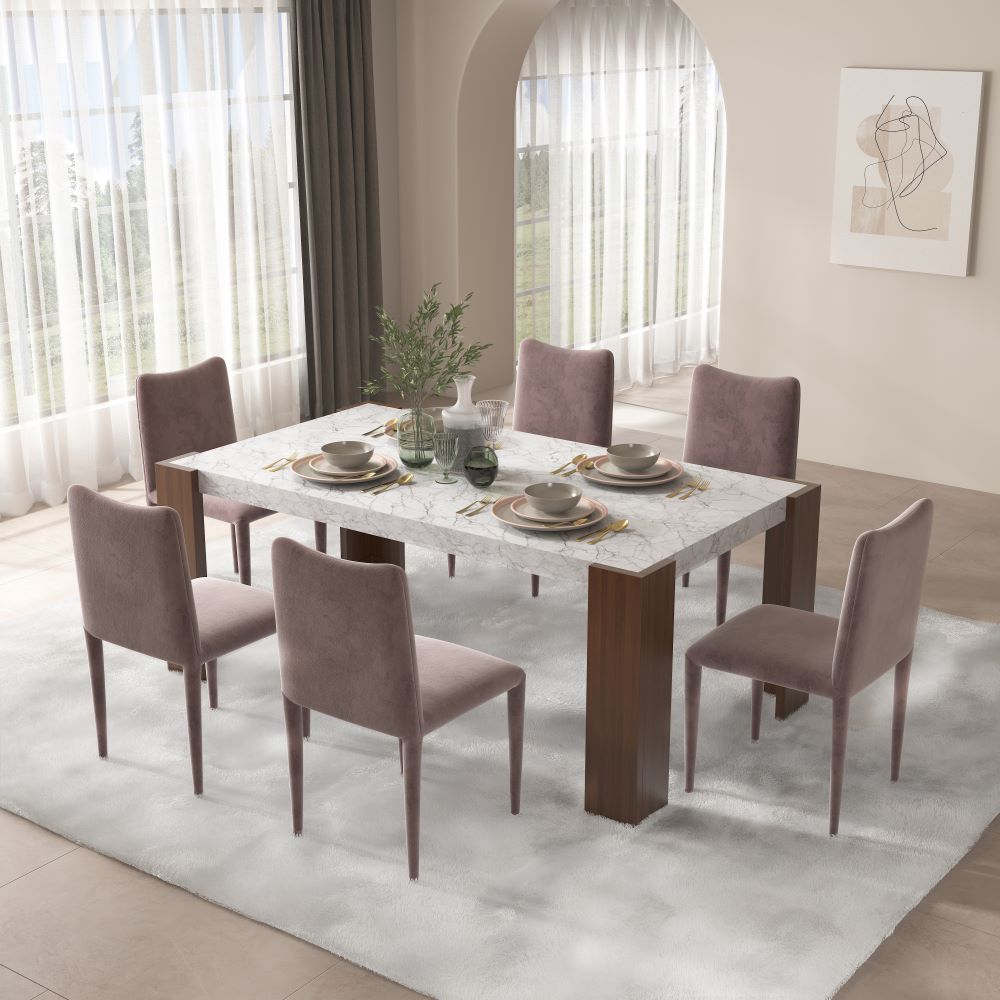 Hettie Dining Table W/Engineeed Stone Top