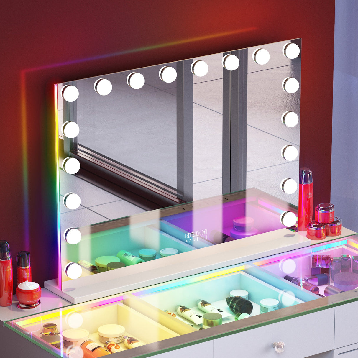 Mary Hollywood Vanity Mirror with RGB and Bluetooth Speaker