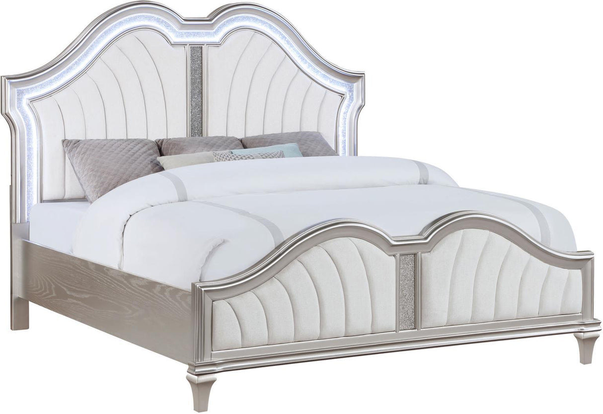 Evangeline Silver And Ivory Tufted Upholstered Platform Bedroom Set