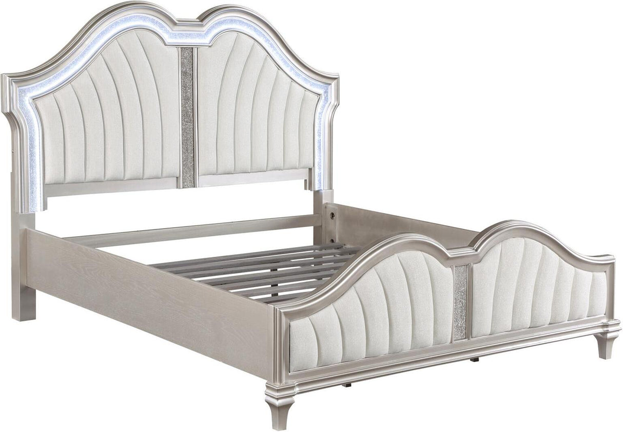Evangeline Silver And Ivory Tufted Upholstered Platform Bedroom Set