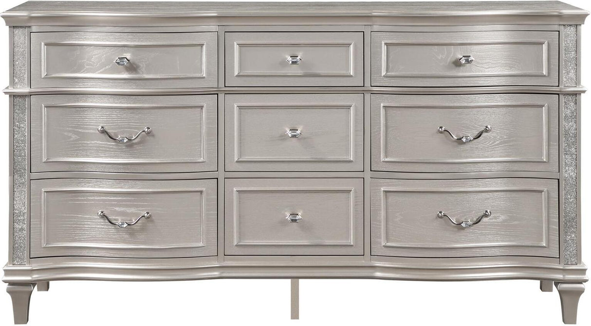 Evangeline Silver And Ivory Tufted Upholstered Platform Bedroom Set