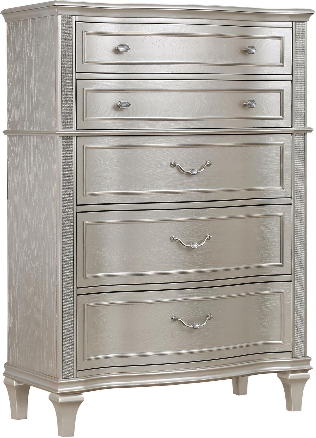 Evangeline Silver And Ivory Tufted Upholstered Platform Bedroom Set