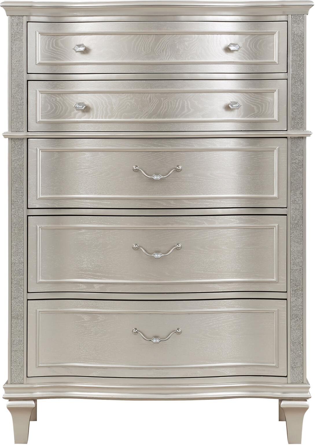 Evangeline Silver And Ivory Tufted Upholstered Platform Bedroom Set